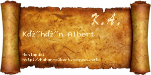 Káhán Albert névjegykártya